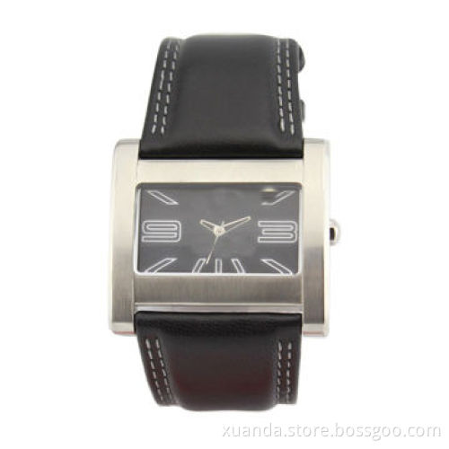 Stainless steel case watch with Japan movement genuine leather strap vogue style